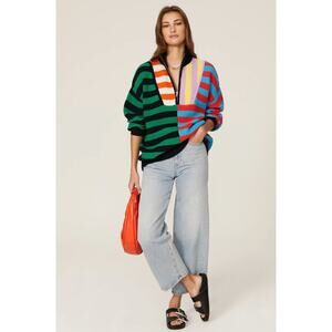 Staud Hampton Cabana Colorful Striped Knit Pullover Sweater Size Small
